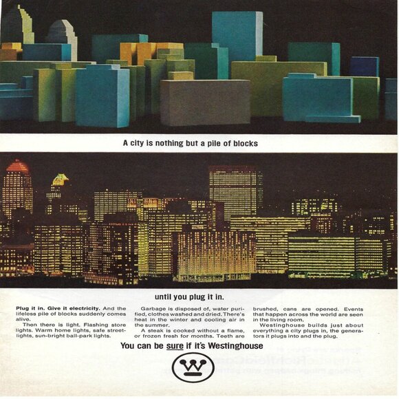 1967 Westinghouse City Pile of Blocks Plug In Vintage Magazine Print Ad/Poster - Picture 1 of 1